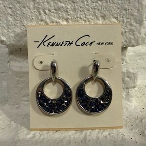 Kenneth Cole Silver Earrings with Navy Accents
